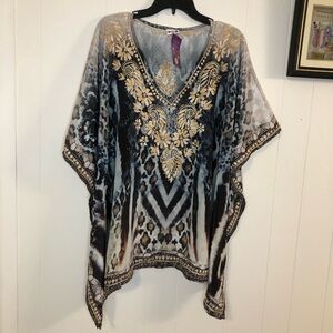 Sevya Handmade NWT Embroidered V-Neck Wrap Poncho ONE SIZE